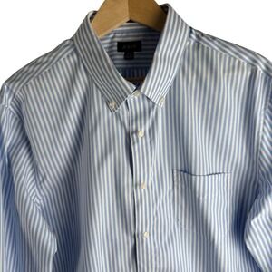 J.Crew Striped Button Down Dress Shirt Mens XL Blue White Long Sleeve Casual